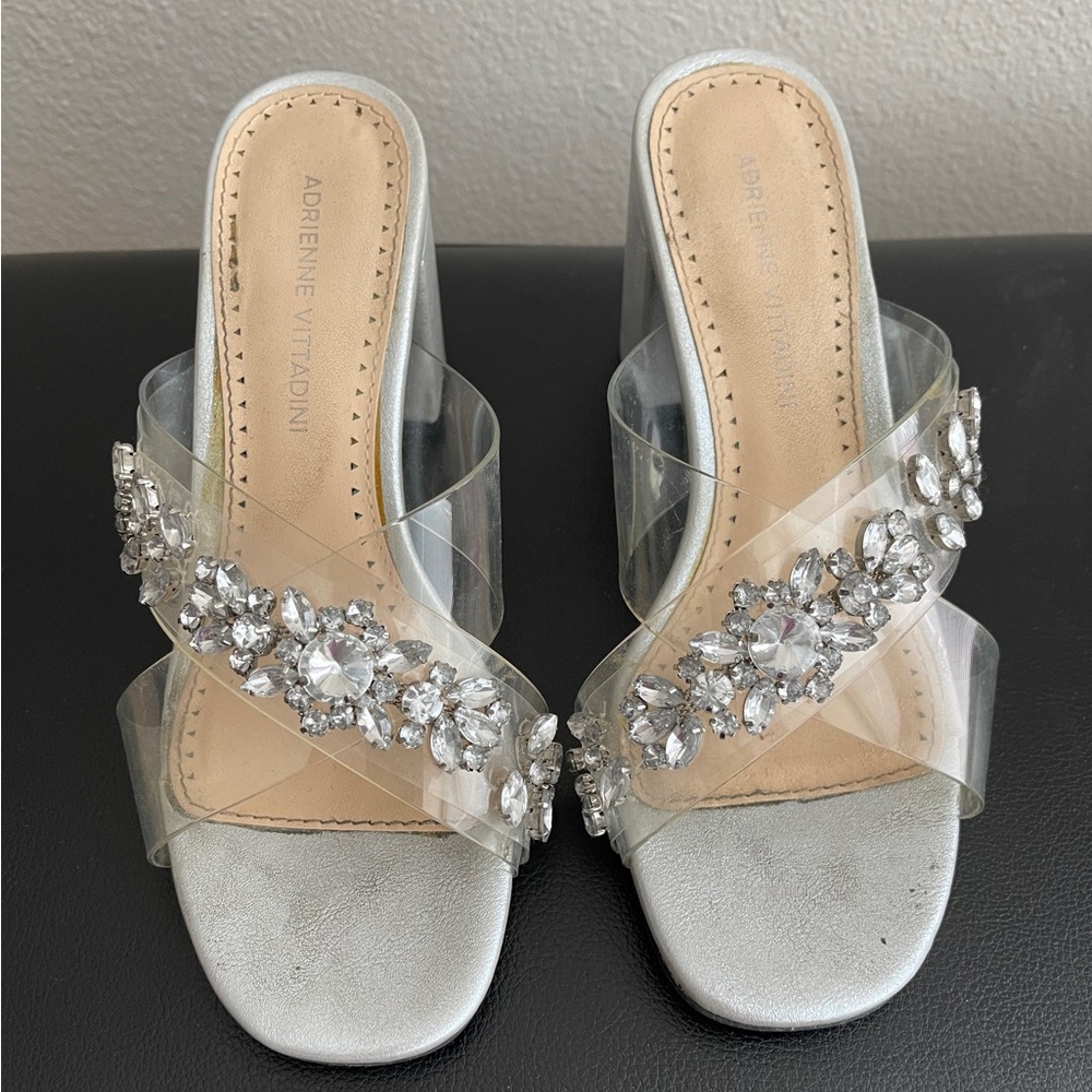 Adrienne Vittadini Silver Embellished Women's Shoes Size 6.5